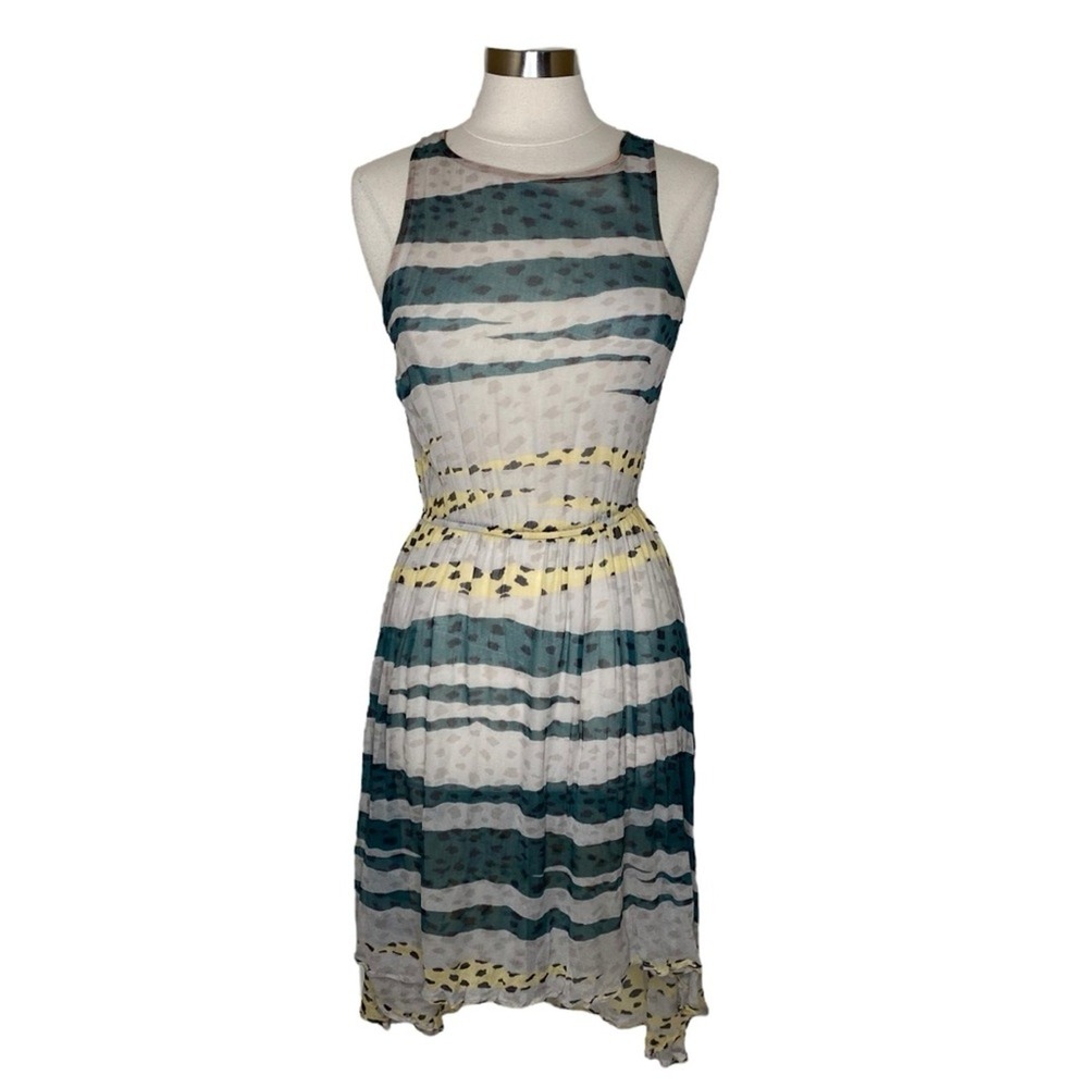 Sam and Lavi Los Angeles Hopi Print Sheer Sleeveless High Low Dress Womens Small